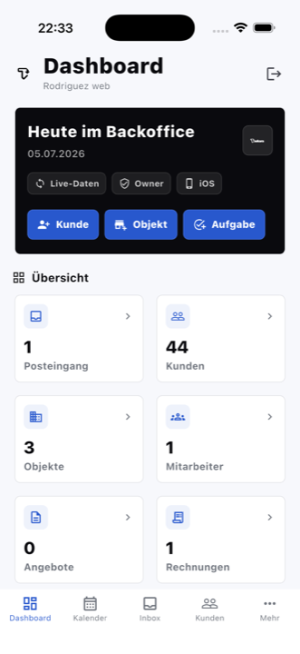 Taskara Mitarbeiterübersicht auf dem iPhone